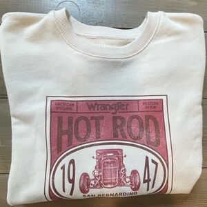 Wrangler Hot Rod 1947 San Bernardino Graphic Sweatshirt - Ivory. Small. Unisex.
